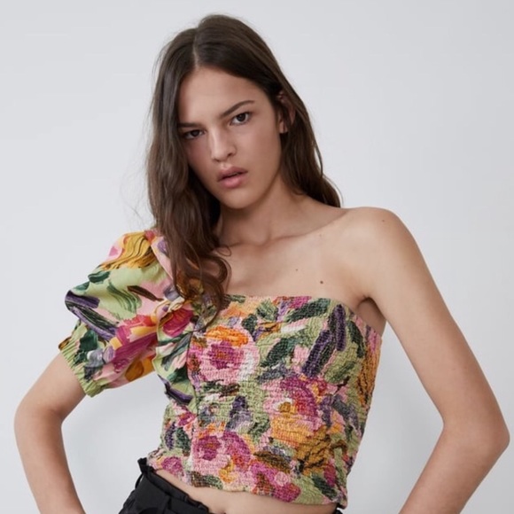 floral one shoulder top